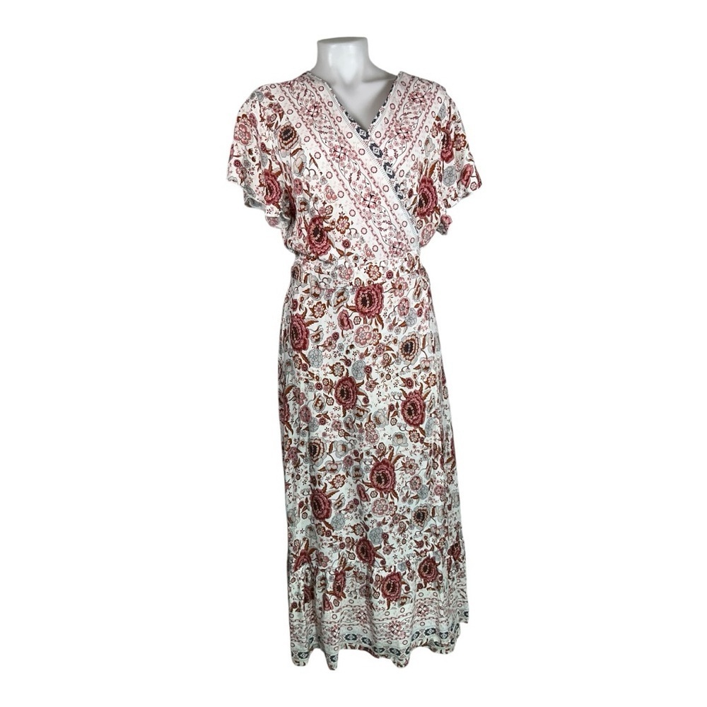 HALCYEEN Elegant Boho Maxi Dress with Flowing Silhouette White/ red flowers XXL - Picture 5 of 14